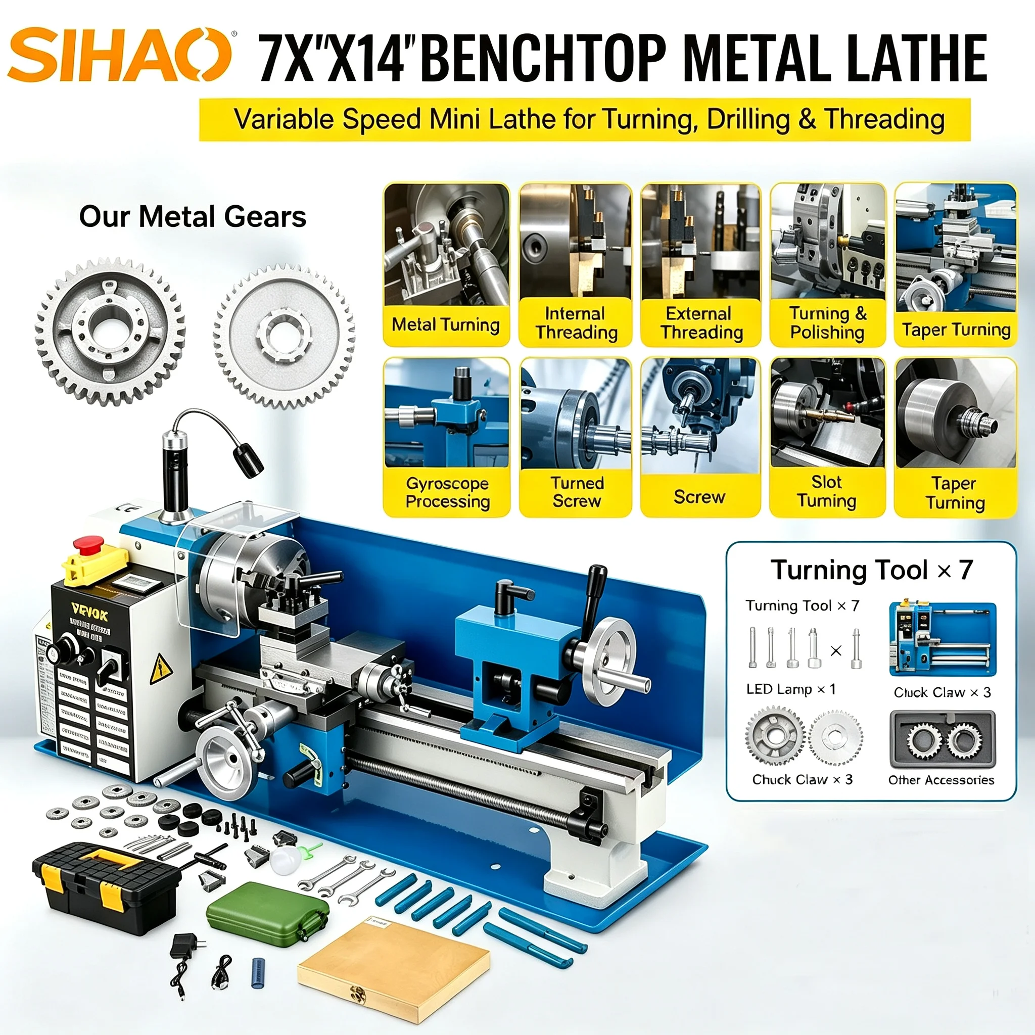 Мини-токарный станок 7x14 дюйм – обзор и цена Mini Metal Lathe 7X14